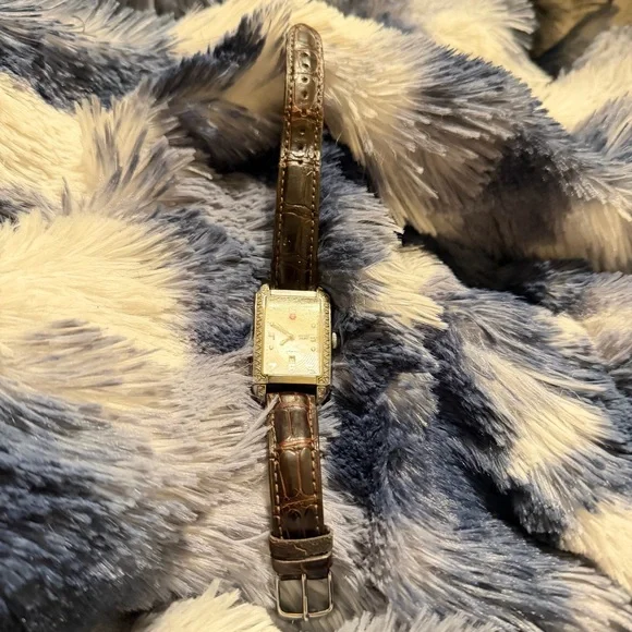 Michele Deco Diamond Bezel Watch 74 Diamonds Swiss Quartz Needs Battery - Picture 5 of 13